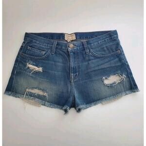 CURRENT ELLIOT The Boyfriend Shorts Size 26 Blue Distressed Festival Beach Vaca